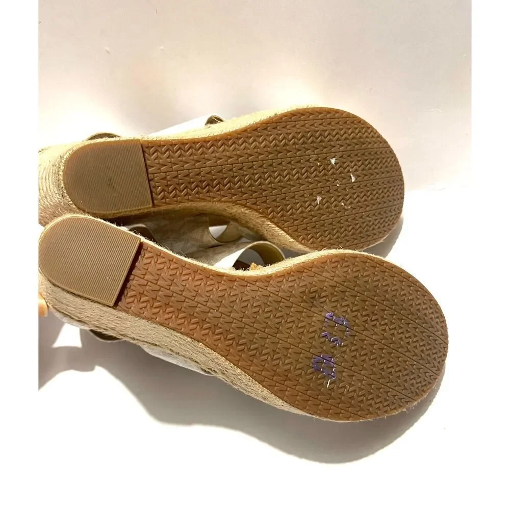 Michael Michael Kors espadrille wedges white gray logo zipper comfy women's 10.5
